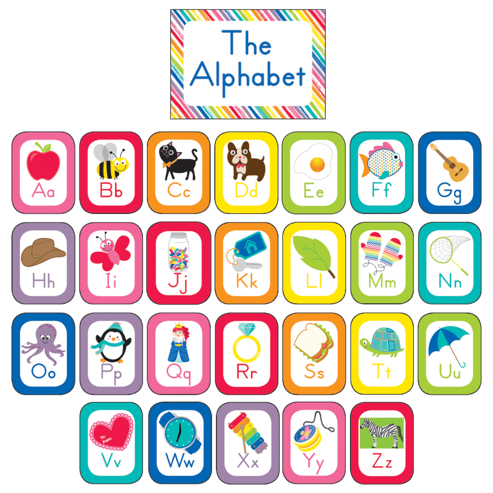 Schoolgirl Style Just Teach Bulletin Board Set, Alphabet Cards, Pre-K - Grade 2, Pack Of 27