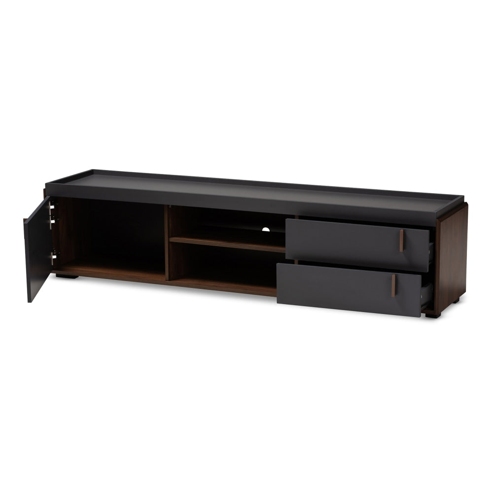 Baxton Studio 2-Tone Modern TV Stand, 17-1/8inH x 70-15/16inW x 15-3/4inD, Gray/Walnut