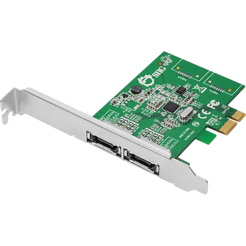 SIIG DP eSATA 6Gb/s 2-Port PCIe - Serial ATA/600 - PCI Express - Dual-profile - Plug-in Card - 2 Total SATA Port(s) - 2 SATA Port(s) External