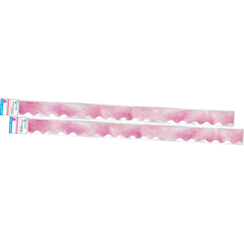 Barker Creek Double-Sided Scalloped-Edge Border Strips, Pink Tie-Dye/Ombre, 2-1/4in x 36in, Set Of 26 Strips