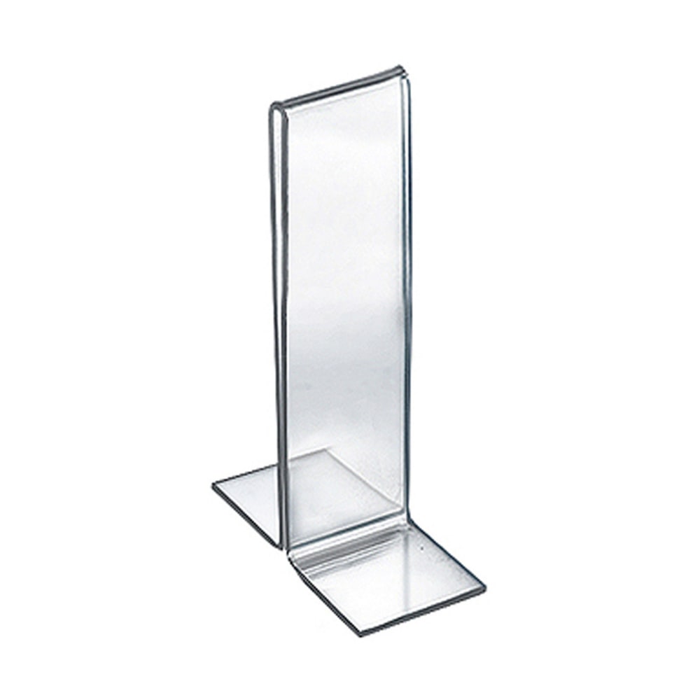 Azar Displays Double-Foot 2-Sided Acrylic Sign Holders, 7inH x 2inW x 3inD, Clear, Pack Of 10 Holders