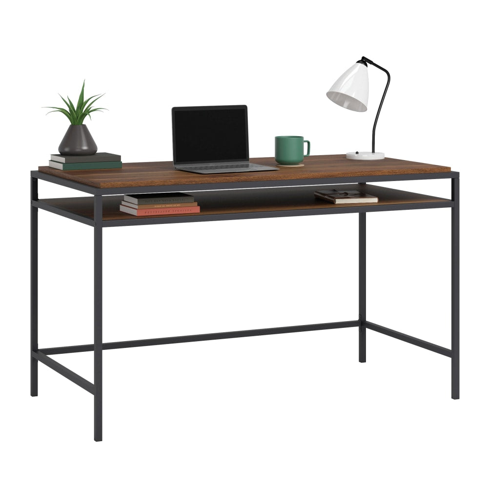 Sauder Nova Loft 49inW Writing Desk With Shelf, Grand Walnut