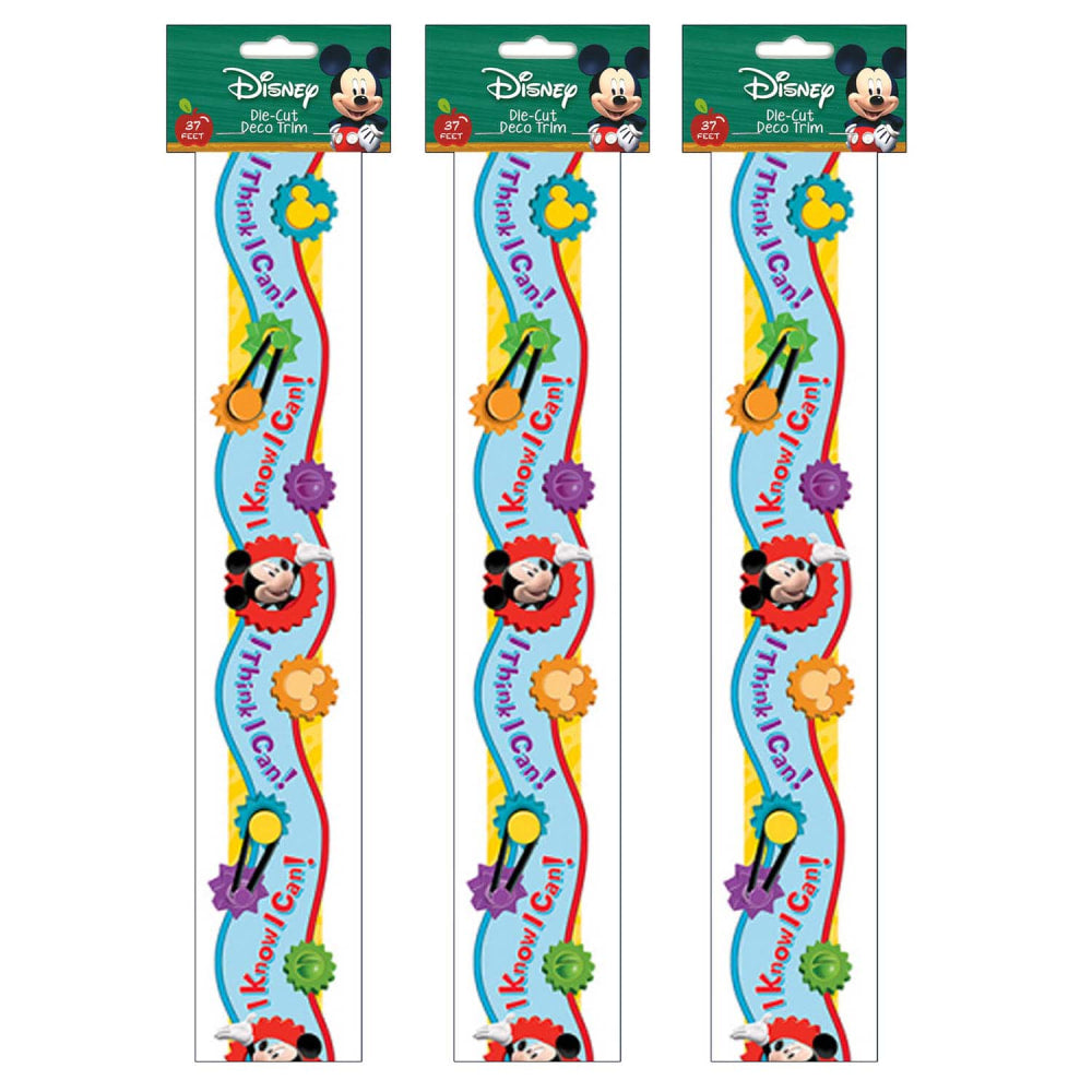 Eureka School Extra Wide Die-Cut Deco Trim, Mickey Mouse Clubhouse I Think I Can, 12 Strips Per Pack, Set Of 3 Packs