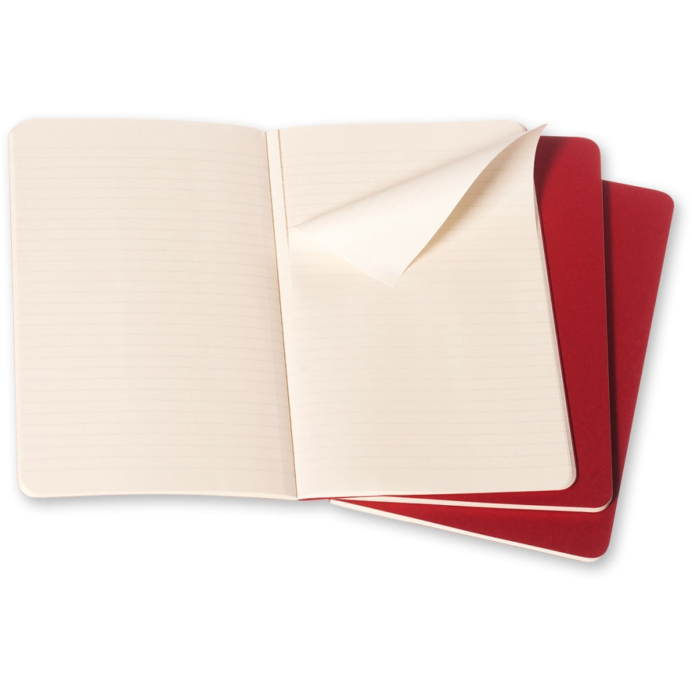 Moleskine Cahier Journals, 5in x 8-1/4in, Ruled, 80 Pages, Cranberry Red, Set Of 3 Journals