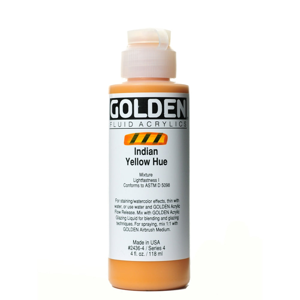 Golden Fluid Acrylic Paint, 4 Oz, Historical Indian Yellow Hue