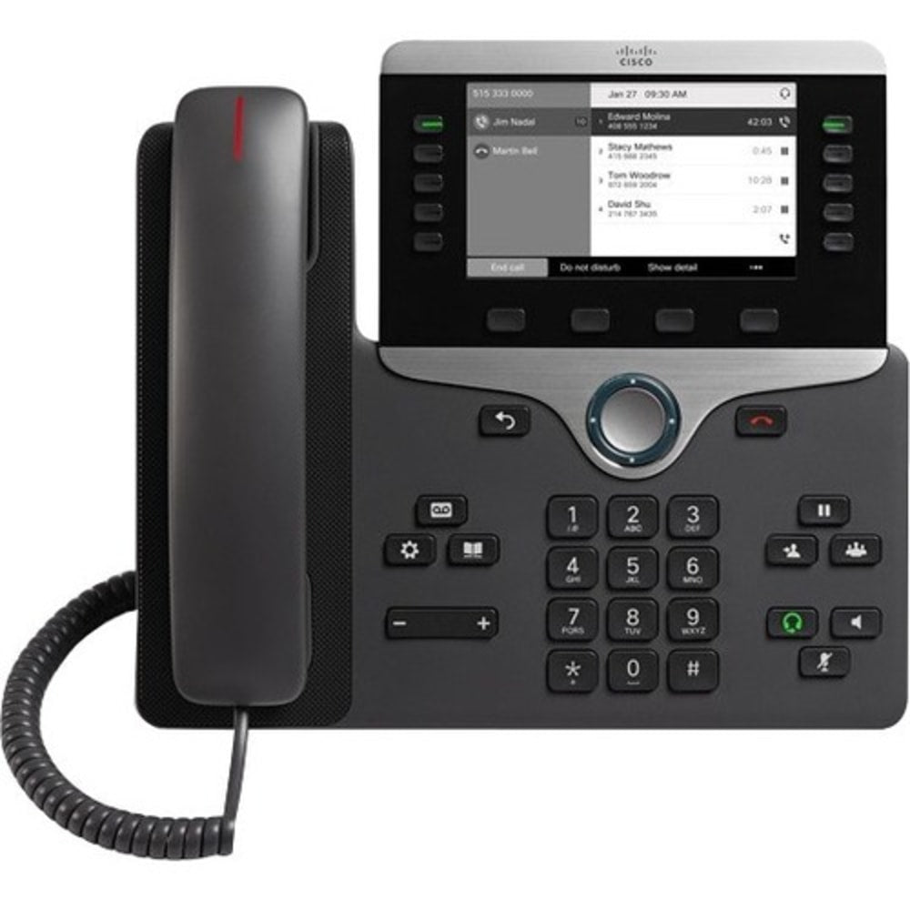 Cisco 8811 IP Phone - Corded - Wall Mountable - Black - 5 x Total Line - VoIP - 5in - User Connect License - 2 x Network (RJ-45) - PoE Ports