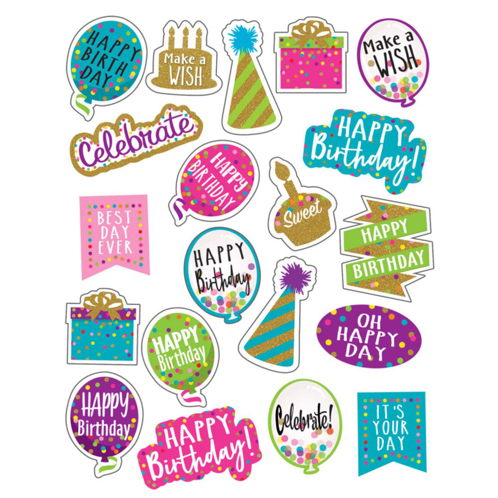 Teacher Created Resources Stickers, Confetti Happy Birthday, 120 Stickers Per Pack, Set Of 12 Packs