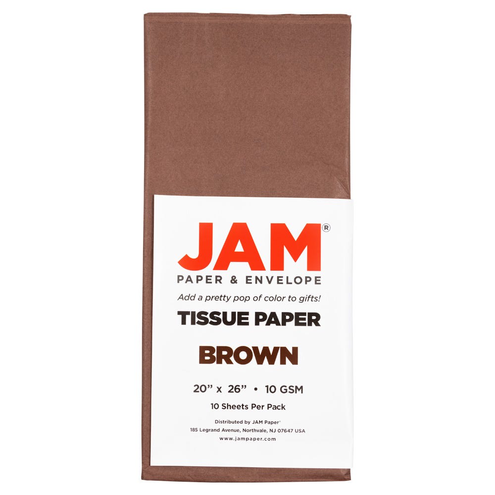 JAM Paper Tissue Paper, 26inH x 20inW x 1/8inD, Brown, Pack Of 10 Sheets