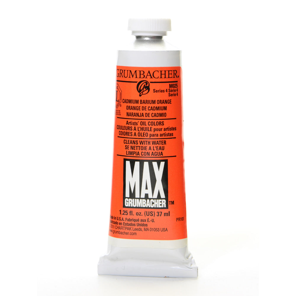 Grumbacher Max Water Miscible Oil Colors, 1.25 Oz, Cadmium Barium Orange