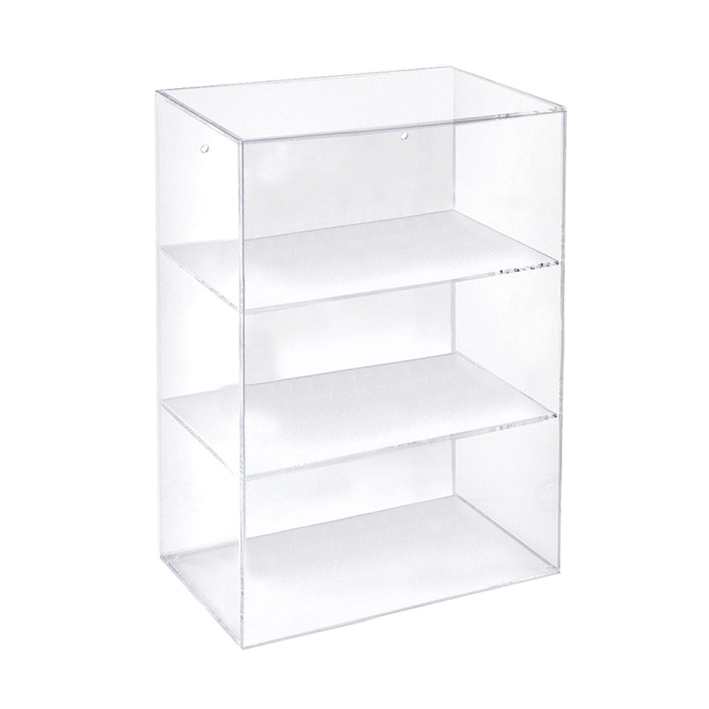 Azar Displays Acrylic Countertop Open Case With 2 Shelves, 17-1/4inH x 12-3/8inW x 7-7/8inD, Clear