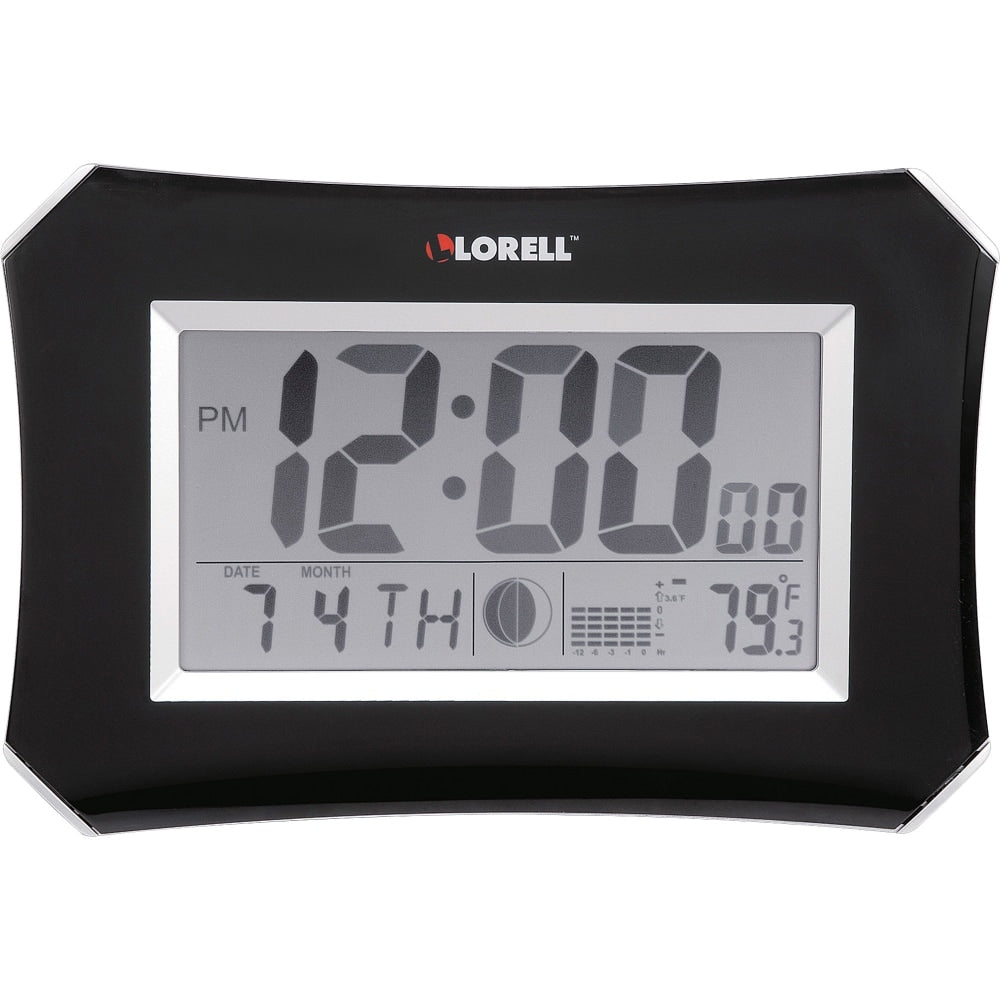 Lorell 10.3in Digital LCD Wall Alarm Clock, Black