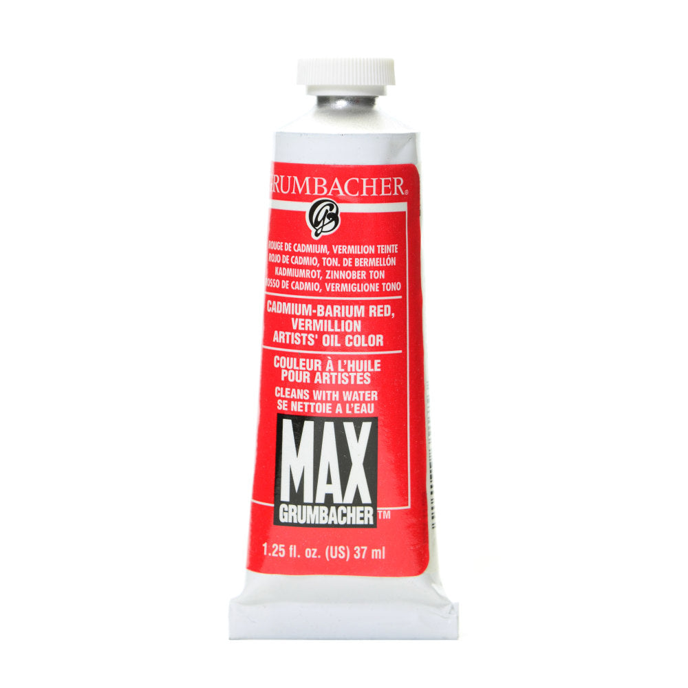 Grumbacher Max Water Miscible Oil Colors, 1.25 Oz, Cadmium Barium Vermilion