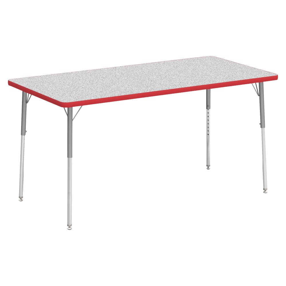 Lorell Classroom Rectangular Activity Table Top, 60inW x 30inD, Gray Nebula/Red