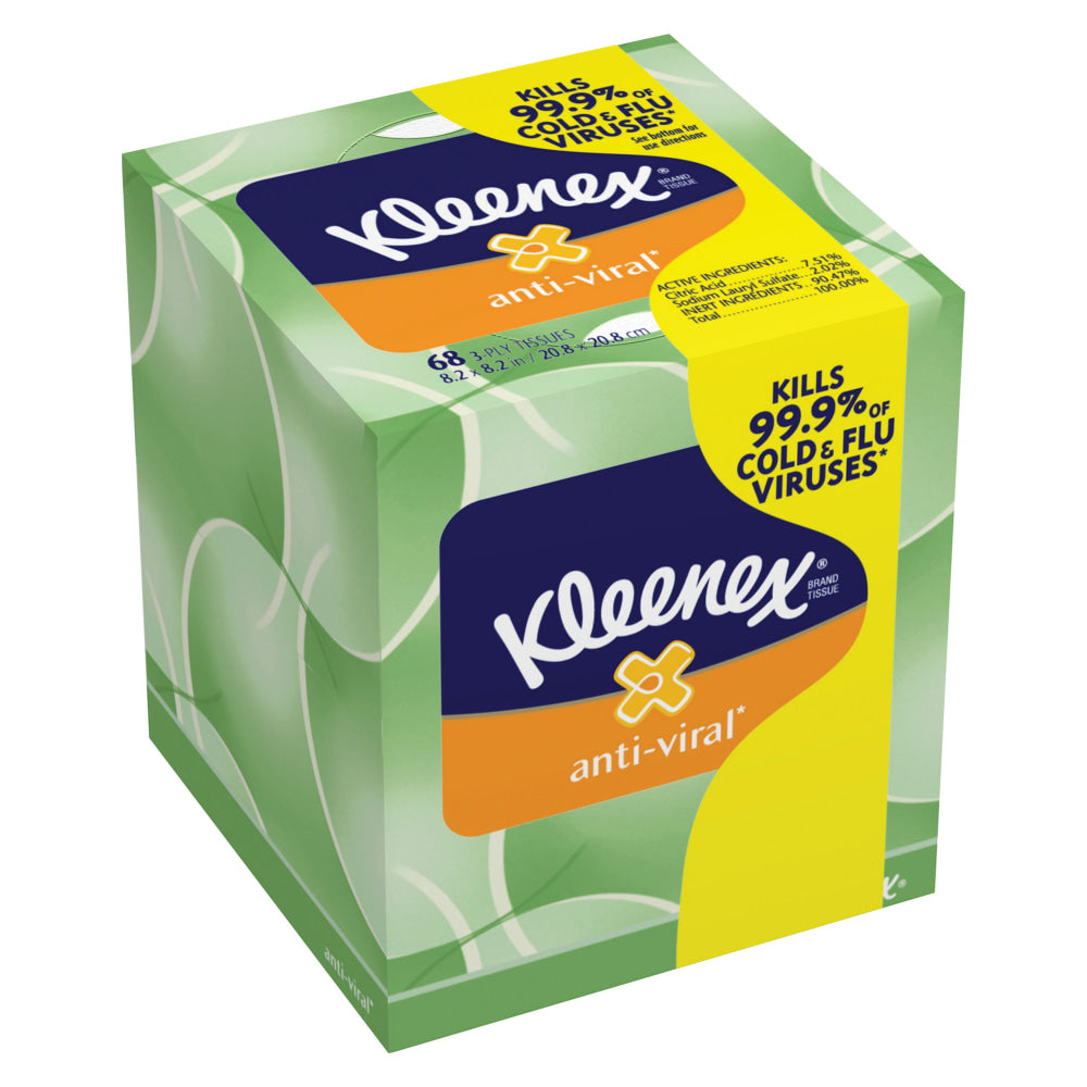 Kleenex Boutique Antiviral 3-Ply Facial Tissues, Box Of 68 Tissues