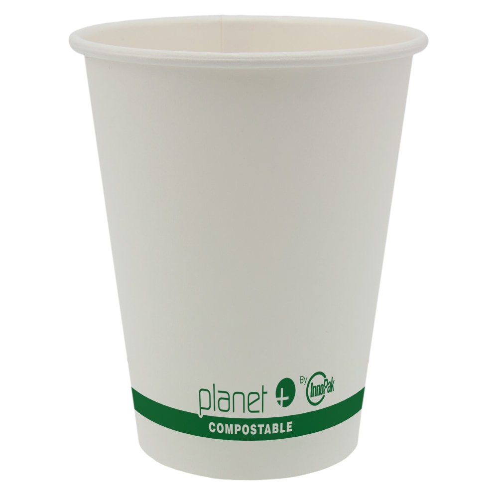 Planet+ Compostable Hot Cups, 12 Oz, White, Pack Of 1,000 Cups