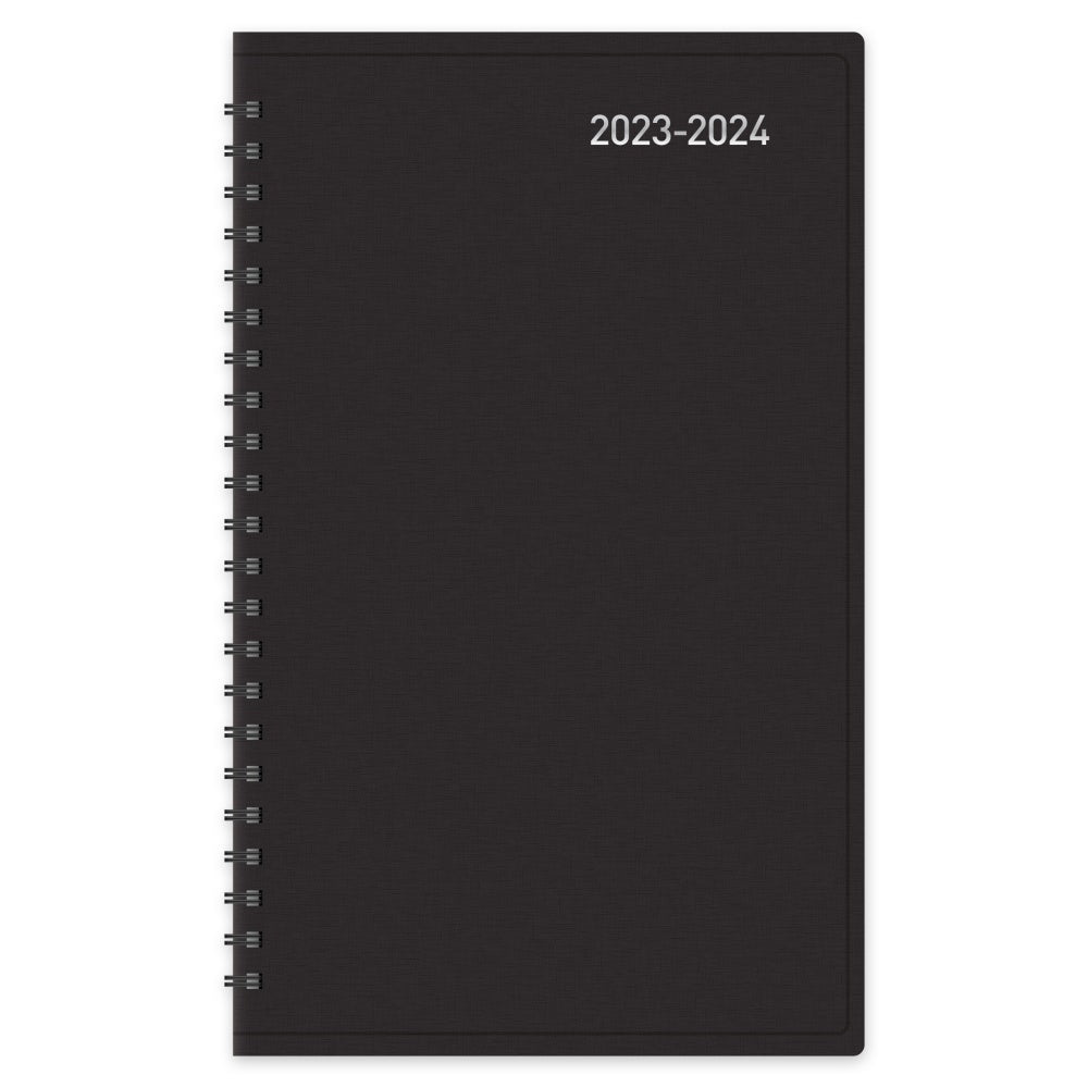 2023-2024 Office Depot Brand 14-Month Weekly/Monthly Academic Planner, 5in x 8in, 30% Recycled, Black, July 2023 to August 2024