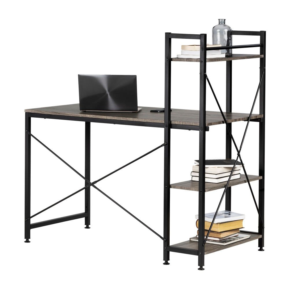 South Shore Evane Industrial 48inW Computer Desk With Storage, Oak Camel