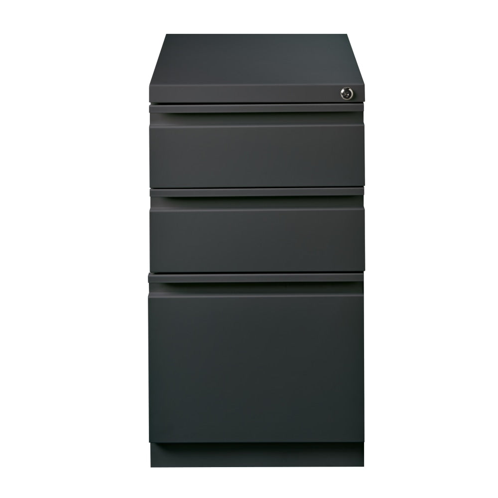 Hirsh 20inD Vertical 3-Drawer Mobile Pedestal File Cabinet, Charcoal