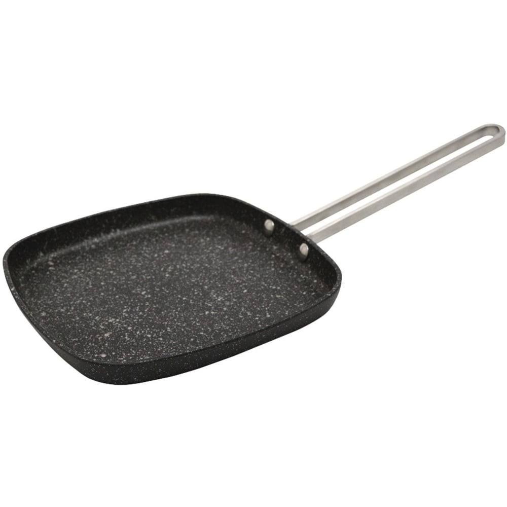 Starfrit The Rock 6.5in Personal Griddle Pan with Stainless Steel Wire Handle - Cooking, Broiling - Dishwasher Safe - Oven Safe - Black - Cast Stainless Steel Handle