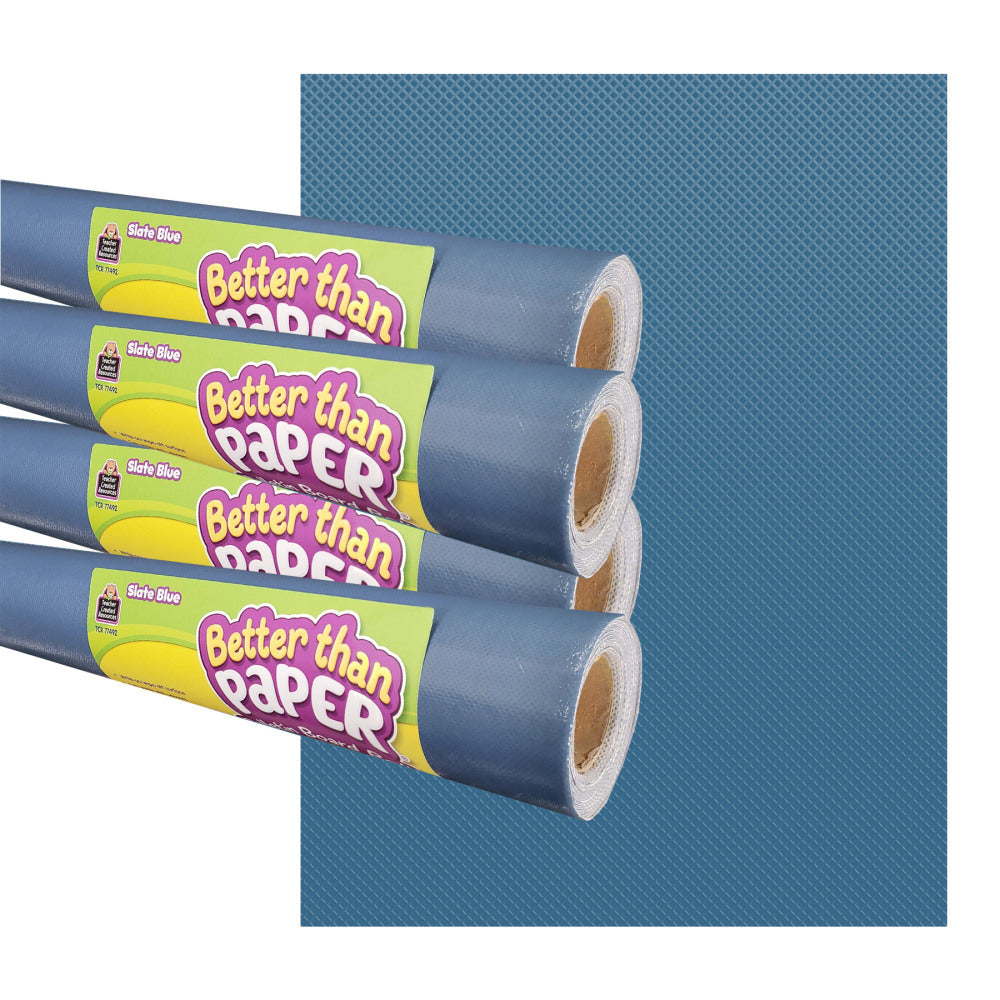 Teacher Created Resources Better Than Paper Bulletin Board Paper Rolls, 4ft x 12ft, Slate Blue, Pack Of 4 Rolls