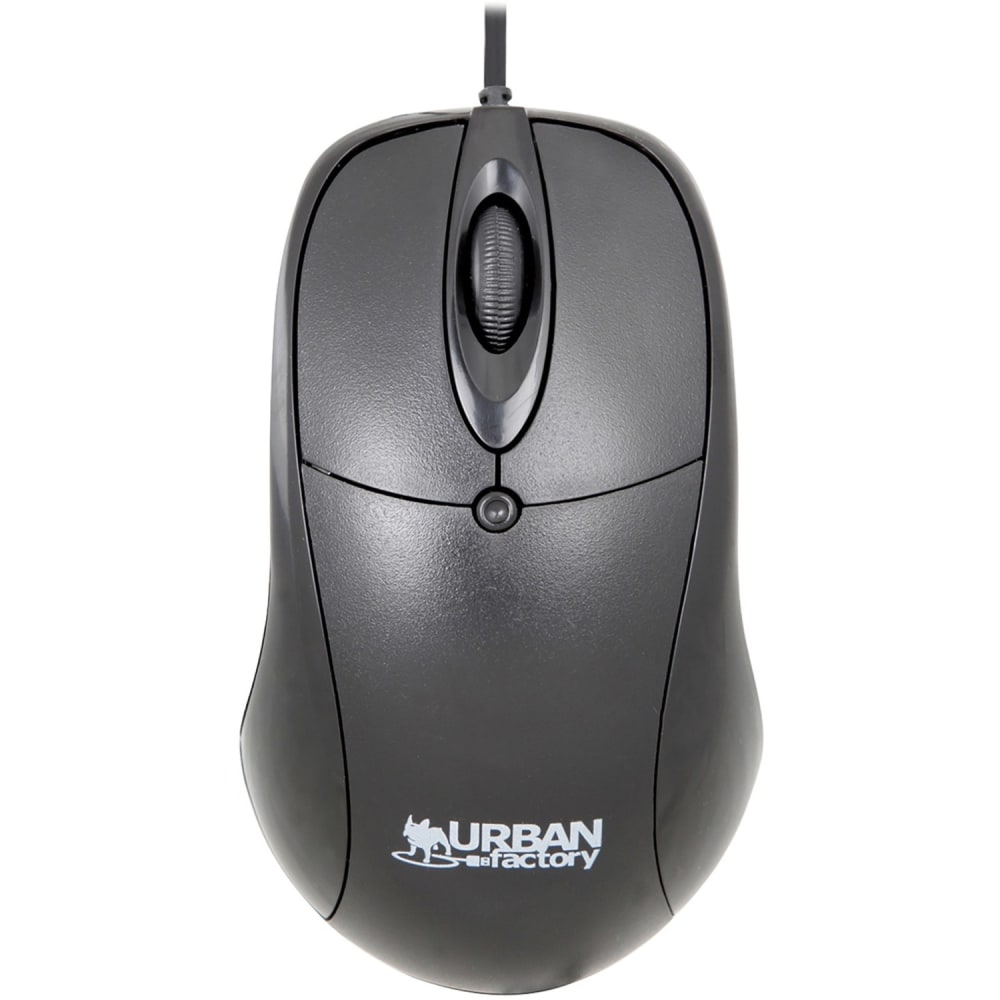 Urban Factory Big Crazy Ambidextrous Wired USB Mouse, Full Size, Black, BCM01UF