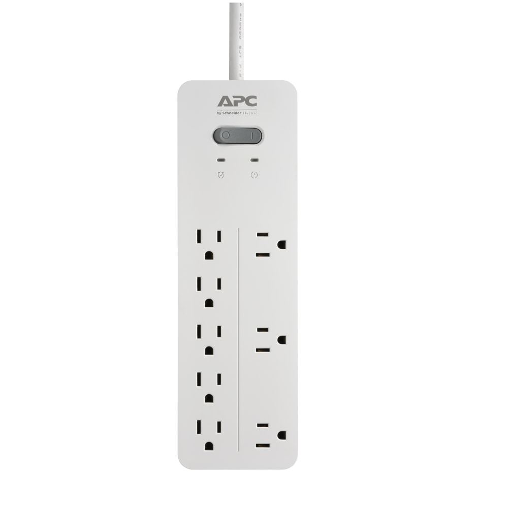 APC Home Office SurgeArrest 8-Outlet Surge Protector, 6ft Cord, White, PH8W