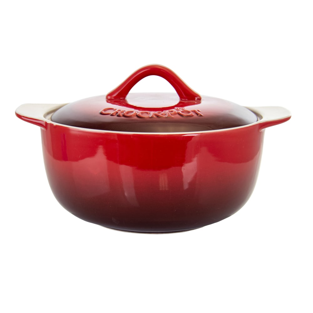 Crock-Pot Artisan Stoneware Casserole Dish With Lid, 2.3 Qt, Red