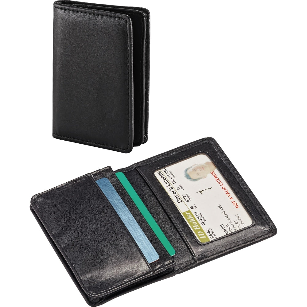 Samsonite Leather Business Card Holder, 4 1/16in x 3in x 1/2in, Black