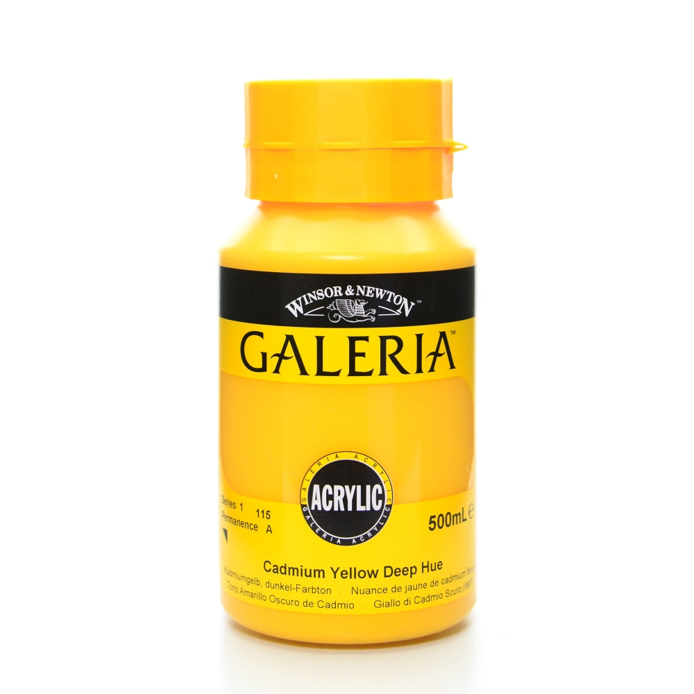 Winsor & Newton Galeria Flow Formula Acrylic Colors, 500 mL, Cadmium Yellow Deep Hue, 115