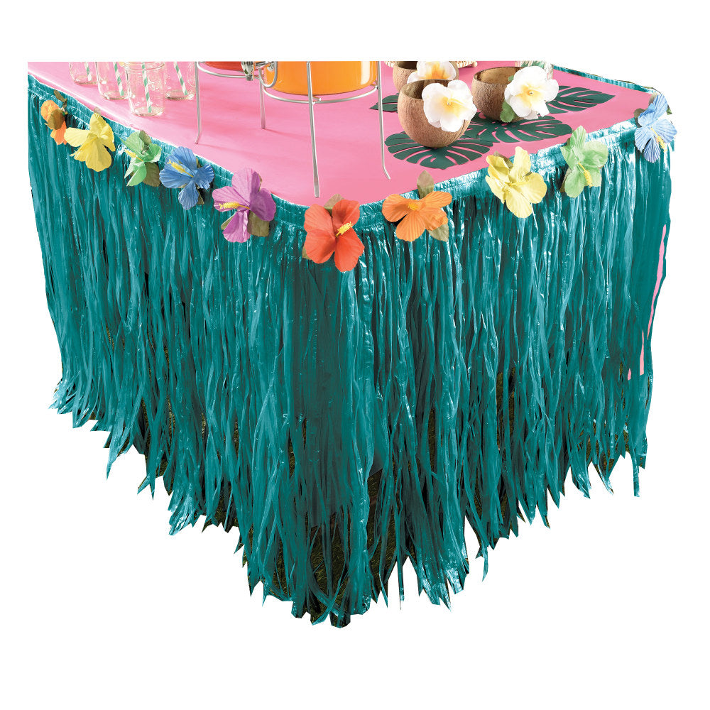 Amscan Summer Aloha Table Skirt, 9ft, Green