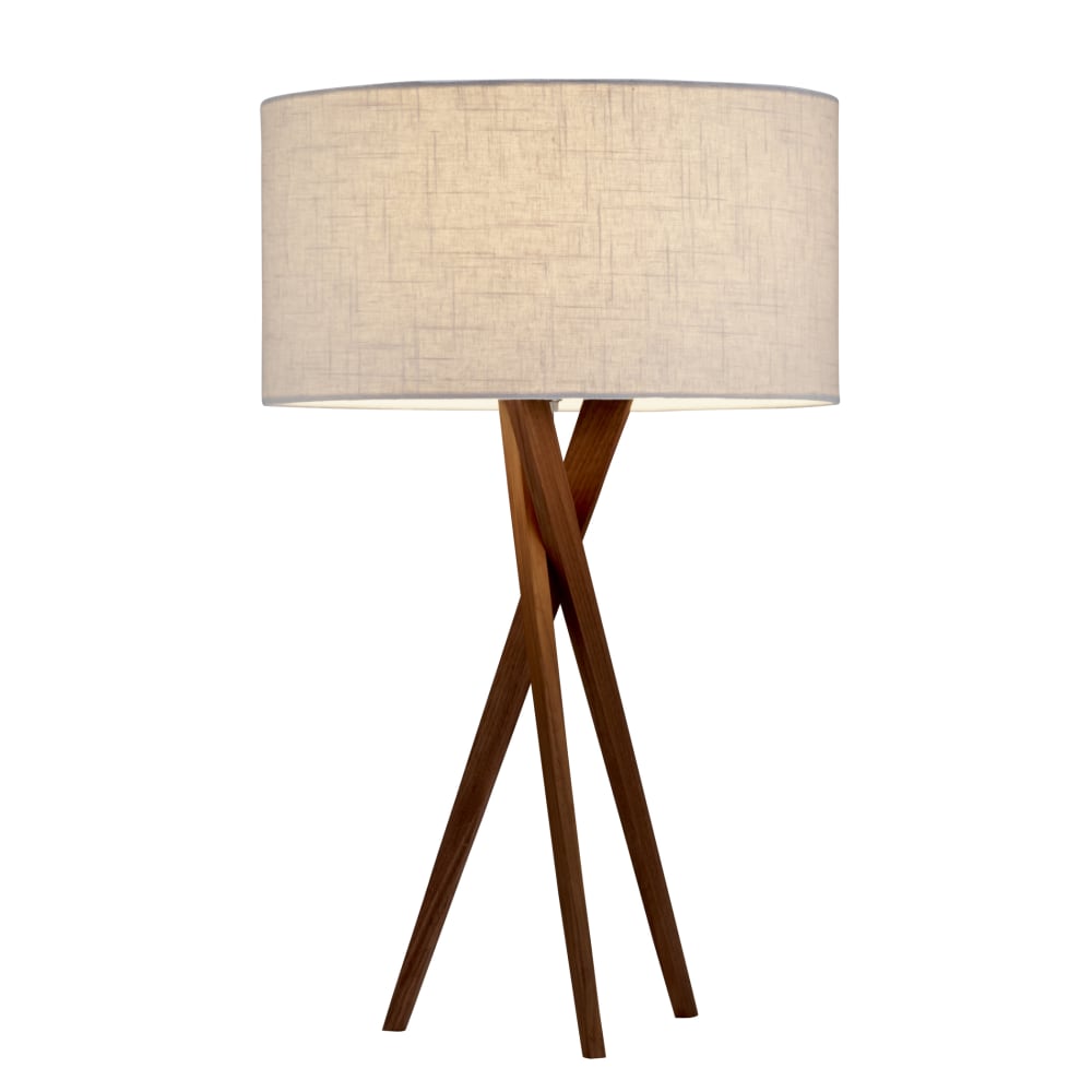 Adesso Brooklyn Table Lamp, 29 1/2inH, White Shade/Walnut Base