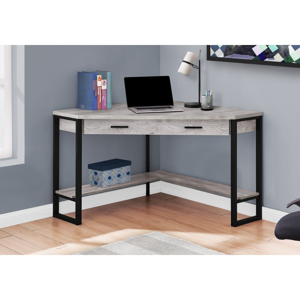 Monarch Specialties Jordan 42inW Diamond Corner Computer Desk, Gray/Black