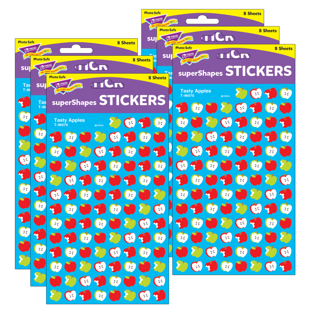 Trend superShapes Stickers, Tasty Apples, 800 Stickers Per Pack, Set Of 6 Packs