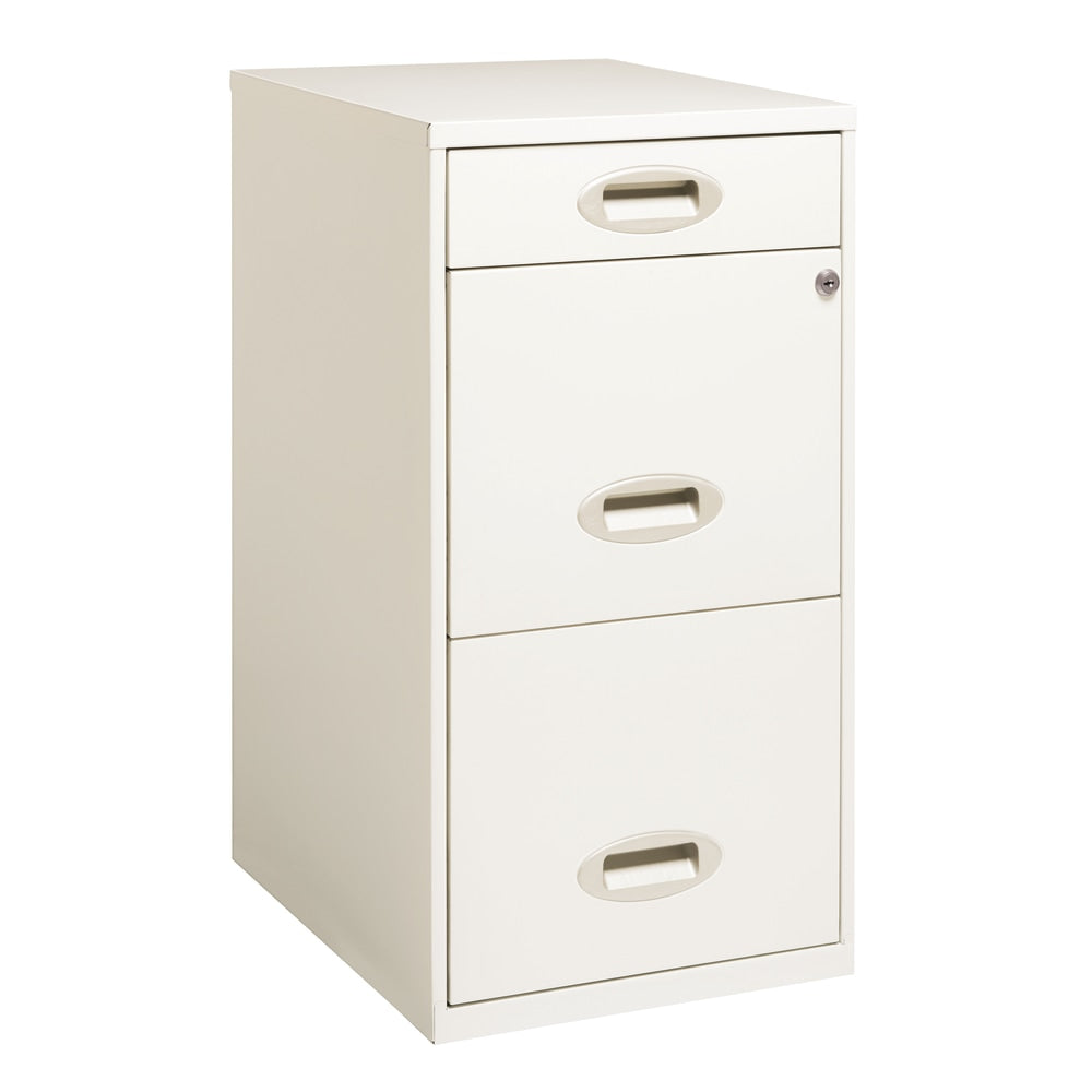 Realspace 18inD Vertical 3-Drawer File Cabinet, Pearl White