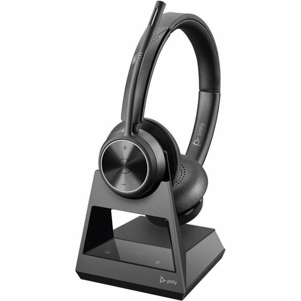 Poly Savi 7300 Office 7320 Headset - Stereo - Wireless - DECT 6.0 - 590 ft - 20 Hz - 20 kHz - Over-the-head - Binaural - Ear-cup - Noise Cancelling Microphone