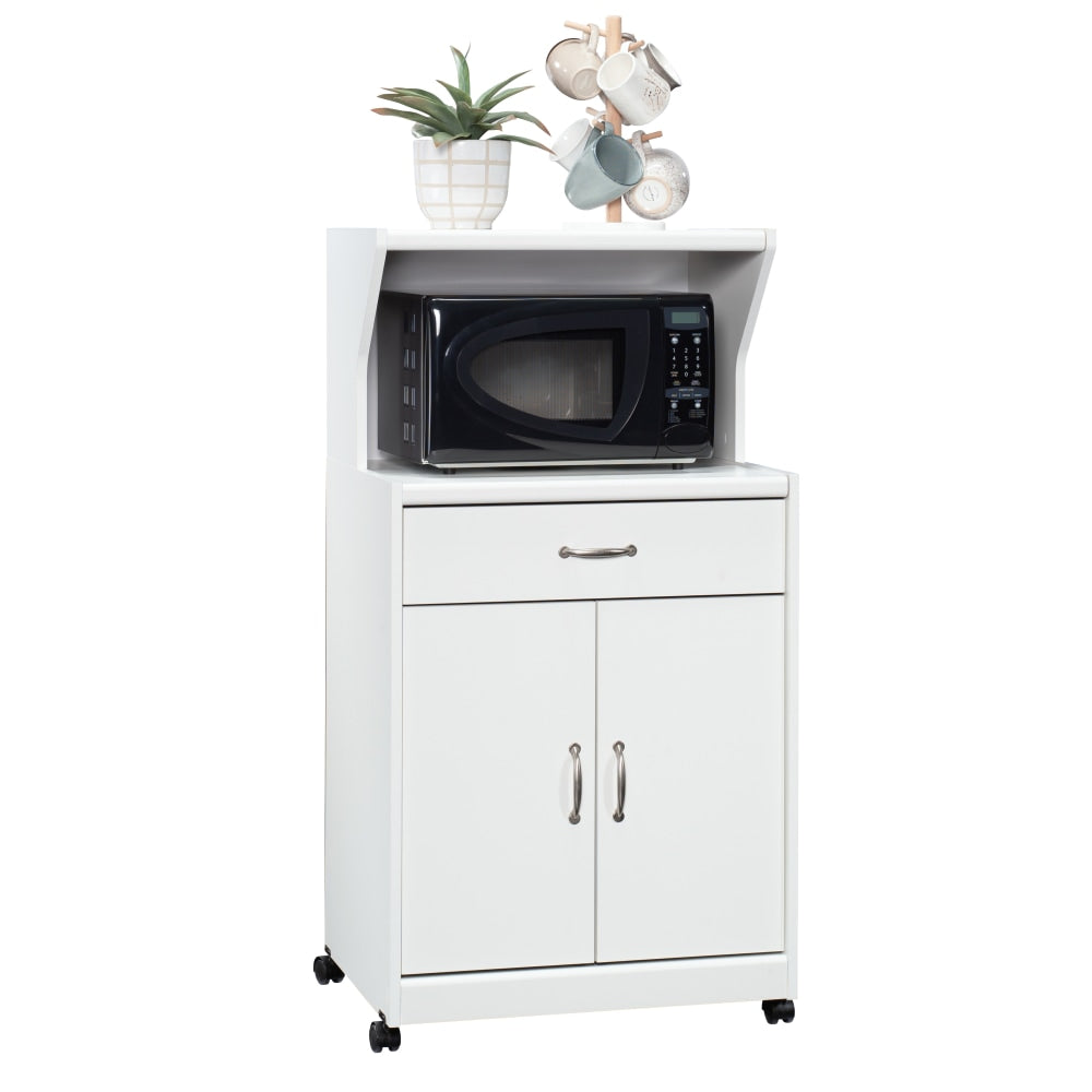 Sauder 25inW Storage, Microwave And Kitchen Cart, Glacier White