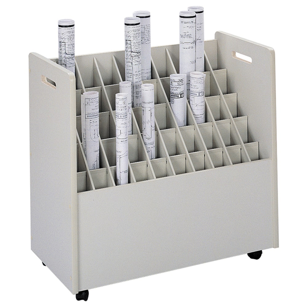 Safco Mobile Roll File, 50 Compartments, 2 3/4in Tubes