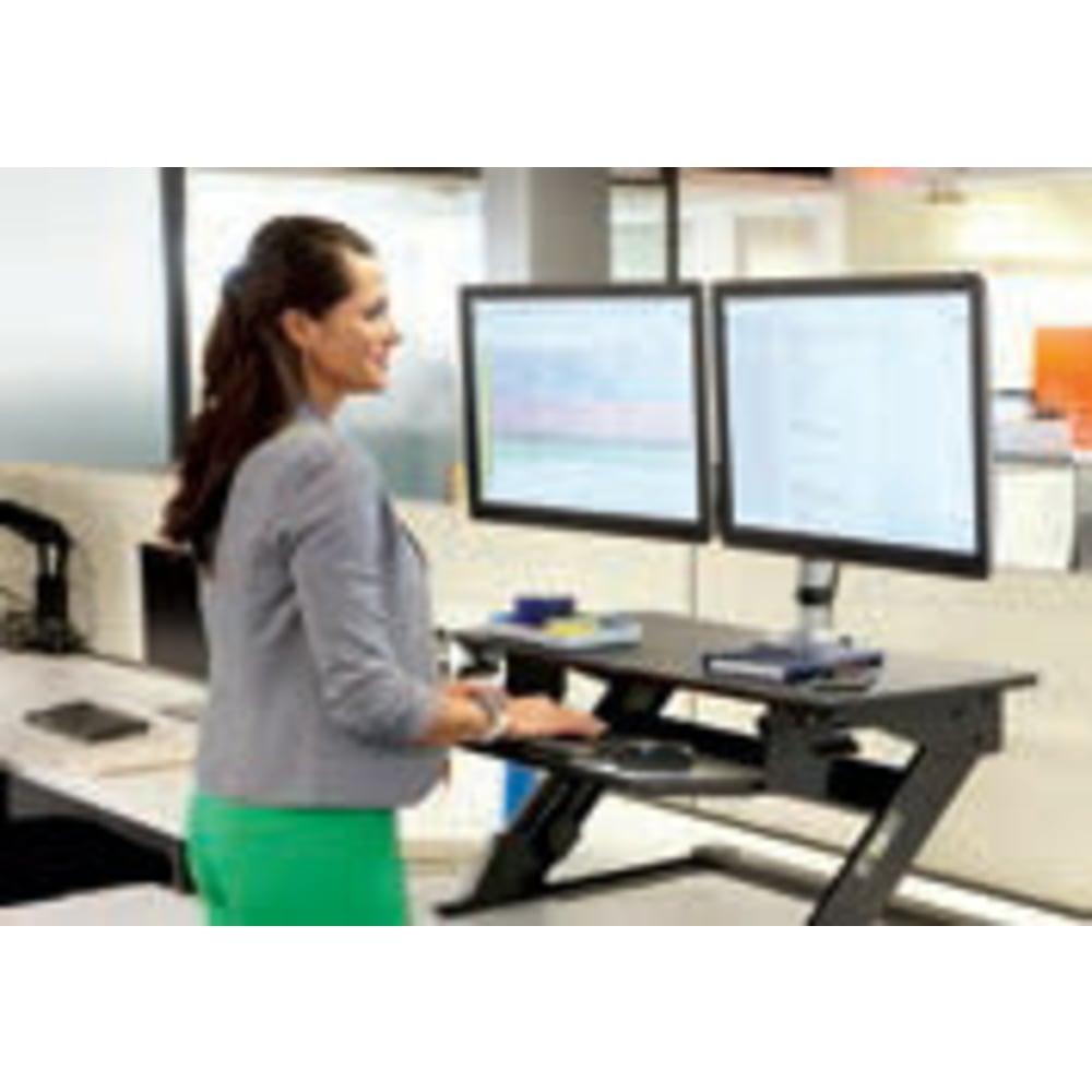 3M Precision Standing Desk - Up to 24in Screen Support - 45 lb Load Capacity - 6.2in Height x 42in Width x 23.2in Depth - Medium Density Fiberboard (MDF) - Black