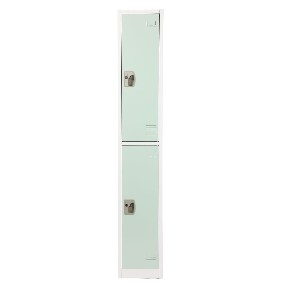 Alpine 2-Tier Steel Lockers, 72inH x 12inW x 12inD, Misty Green, Set Of 4 Lockers