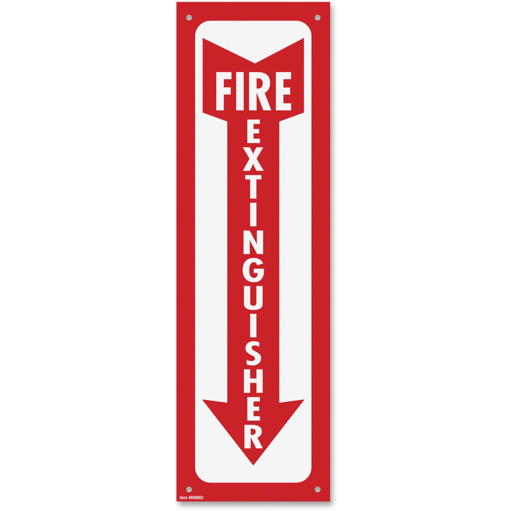 Cosco Glow-In-The-Dark Fire Extinguisher Sign, 4in x 13in, Red/White