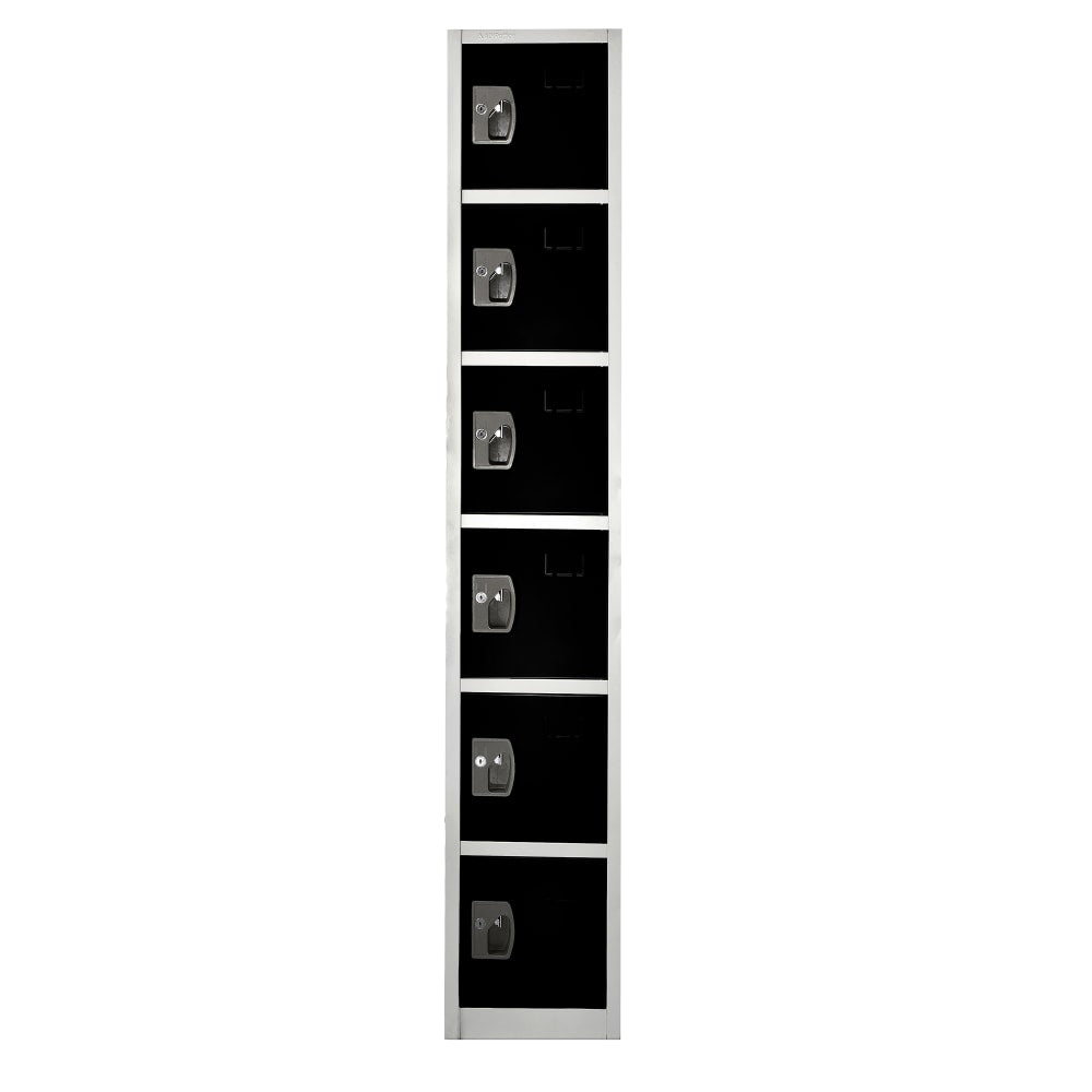 Alpine 6-Tier Steel Locker, 72inH x 12inW x 12inD, Black