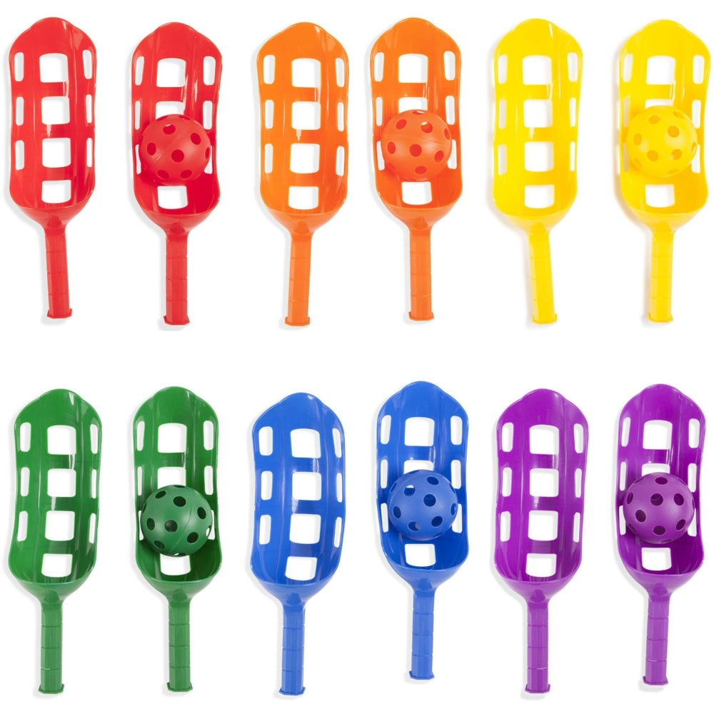 Champion Sports Scoop Ball Set - Plastic - Red, Orange, Yellow, Green, Blue, Purple - 1 / Case