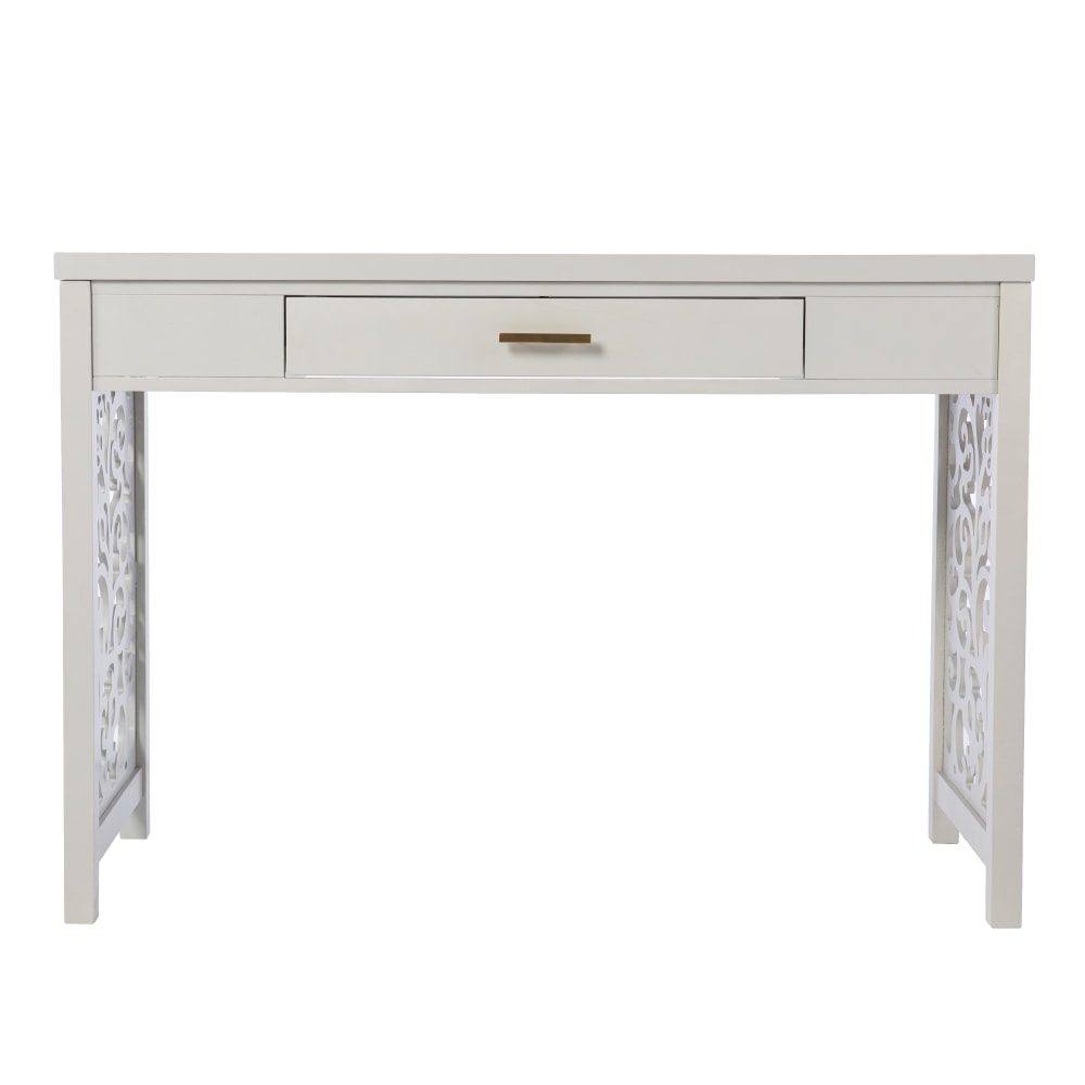 SEI Furniture Ivybridge 43inW Writing Desk With Storage, Light Gray