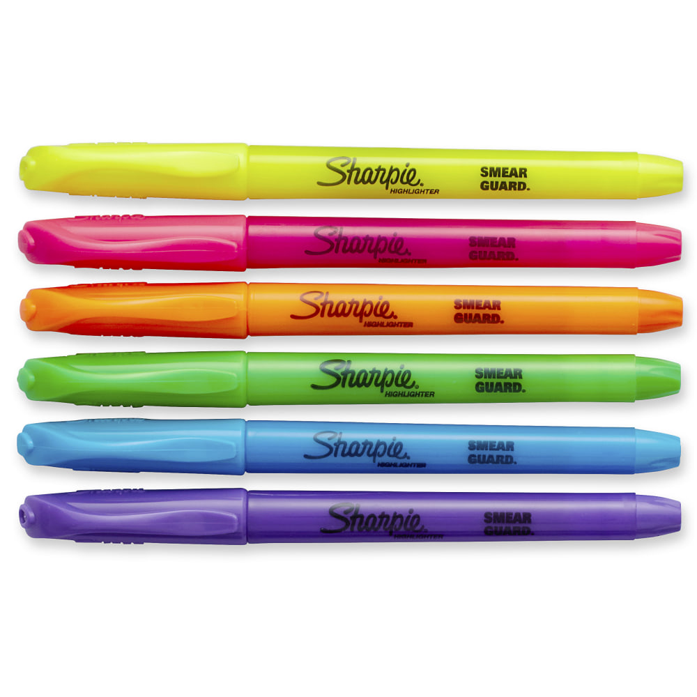 Sharpie Accent Pocket Highlighters, Chisel Tip, Assorted, Pack Of 12