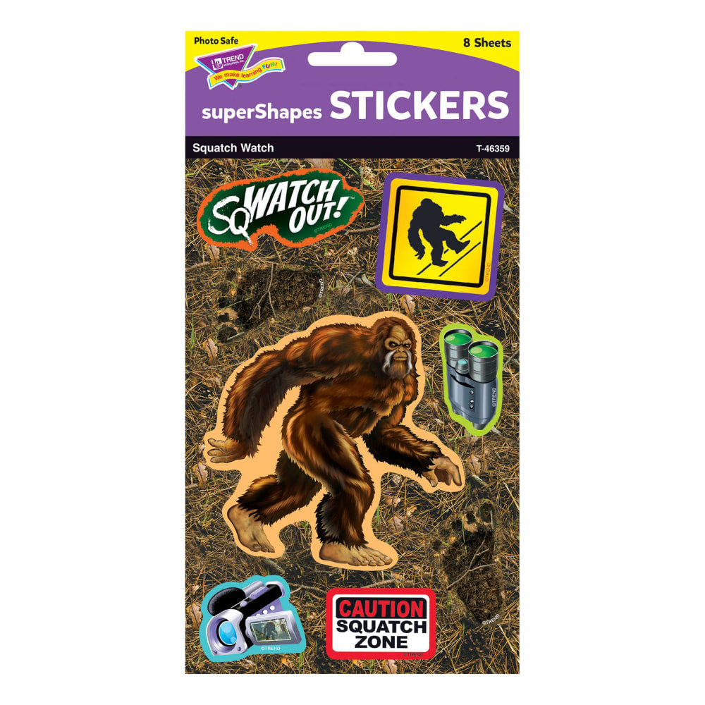 Trend superShapes Stickers, Squatch Watch, 64 Stickers Per Pack, Set Of 6 Packs