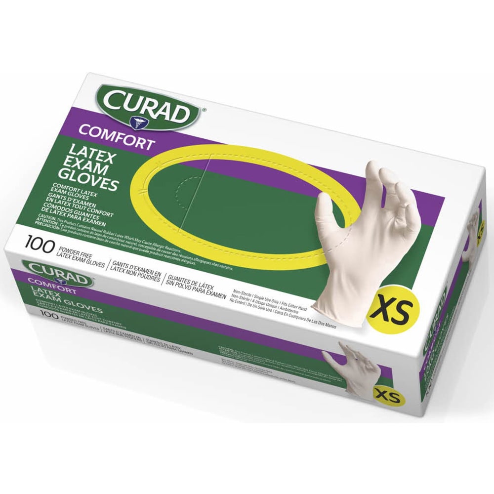 Medline Powder-Free Latex Exam Gloves, X-Small, White, Box Of 100