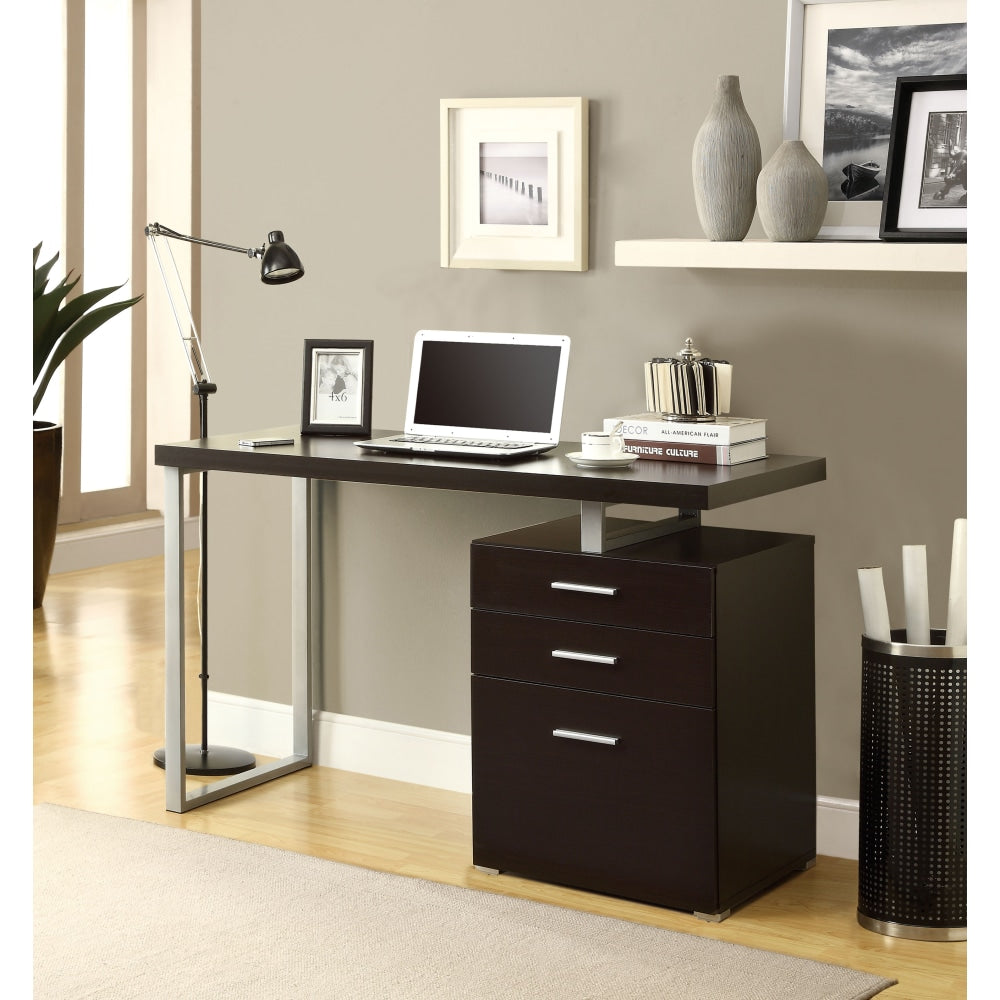 Monarch Specialties 48inW Computer Desk With Left/Right-Pedestal, Cappuccino