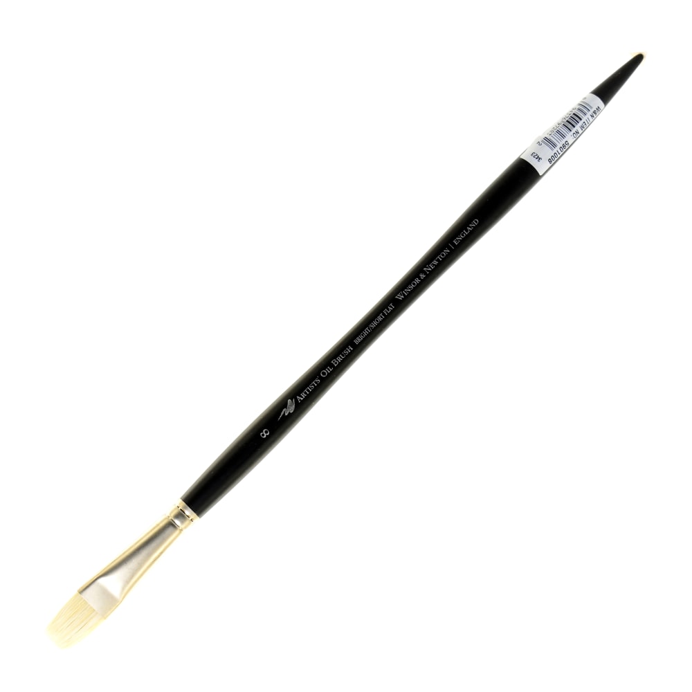 Winsor & Newton Artists Oil Paint Brush, Size 8, Bright Bristle, Hog Hair, Black