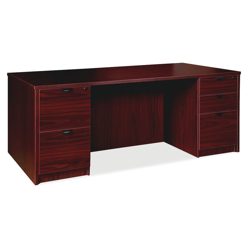 Lorell Prominence 2.0 72inW Double-Pedestal Computer Desk, Mahogany