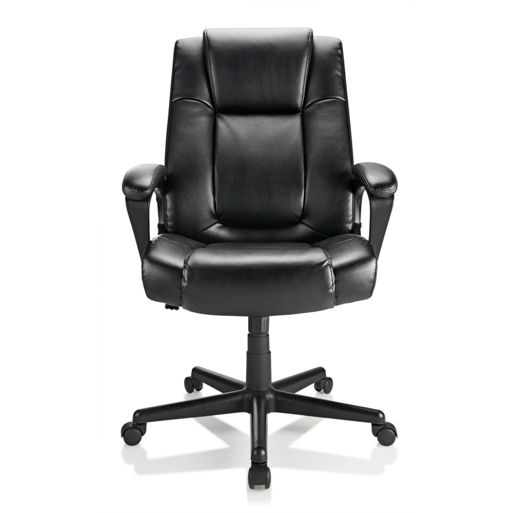 Realspace Hurston Bonded Leather High-Back Executive Chair, Black, BIFMA Compliant